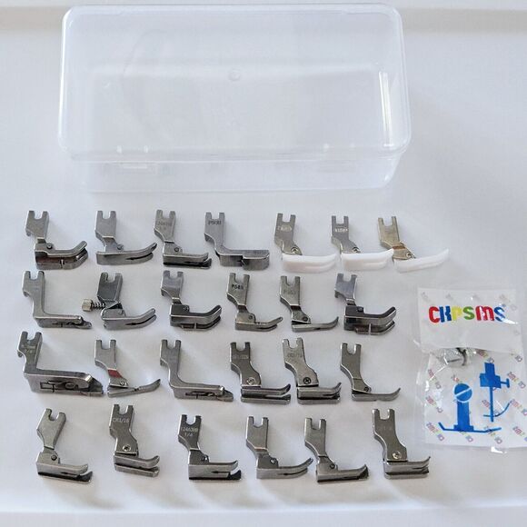 Industrial Needle Feed Sewing Machine Zipper Foot Set 25 Different + Storage Box - Picture 2 of 15